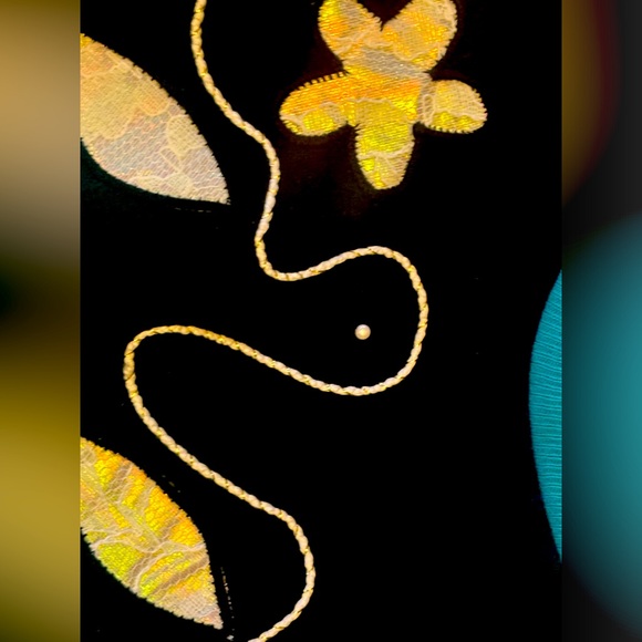 Vintage Sweater Turquoise Floral and Lace Detailing 80s New With Tags - Picture 4 of 8